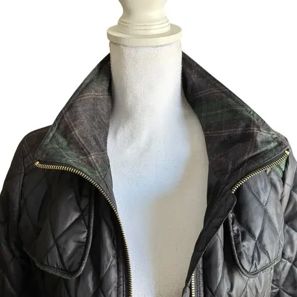 Sam Edelman Women's Lexi Quilted Jacket with Plaid Trim- Size Small - Picture 9 of 16